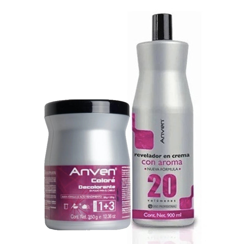 KIT DECOLORANTE 350GR+PEROXIDO 1L ANVEN KITA350