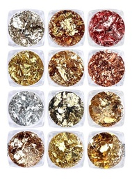 [KT0252] 1 PZ HOJA DE ORO Y PLATA WG NAILS (12p)